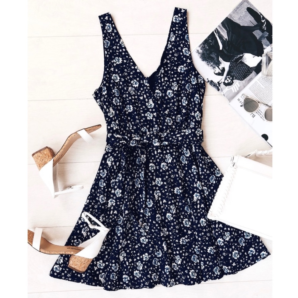 Lulu’s Navy Floral Skater Dress